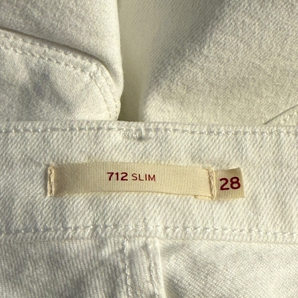 Levis 712 Slim Jeans Womens 6 28 White Mid Rise Straight Leg Stretch - Picture 3 of 8
